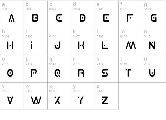 Planet X Condensed lowercase a-z preview