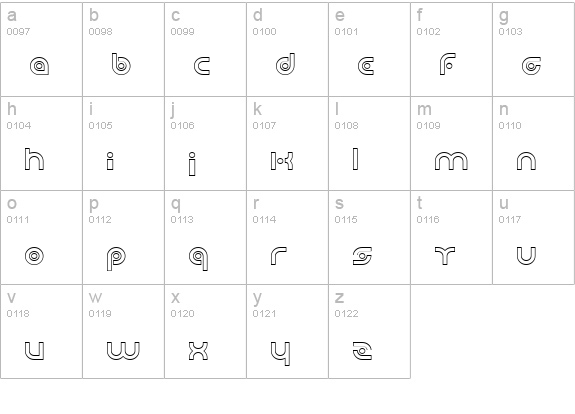 Planetary Orbiter Outline lowercase a-z preview
