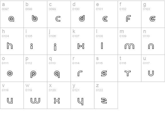 Planetary Orbiter Outline Bold lowercase a-z preview