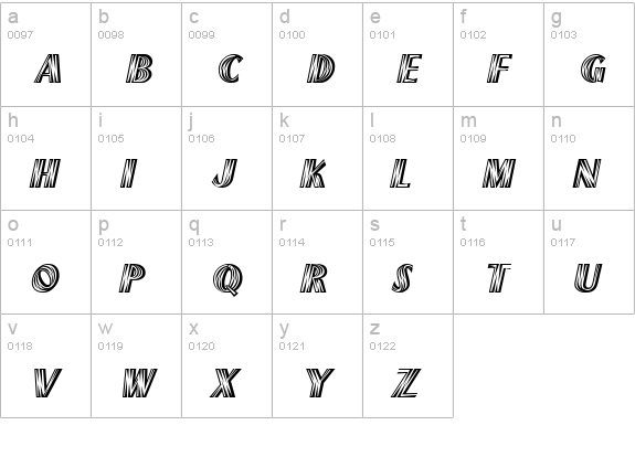 Plank Italic lowercase a-z preview