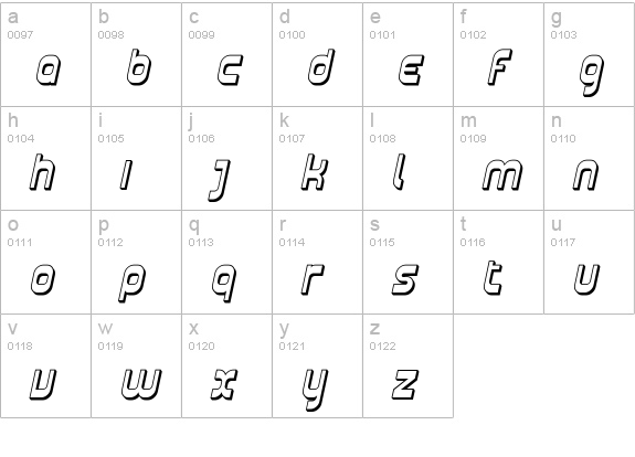 Plasmatica Shaded Italic lowercase a-z preview