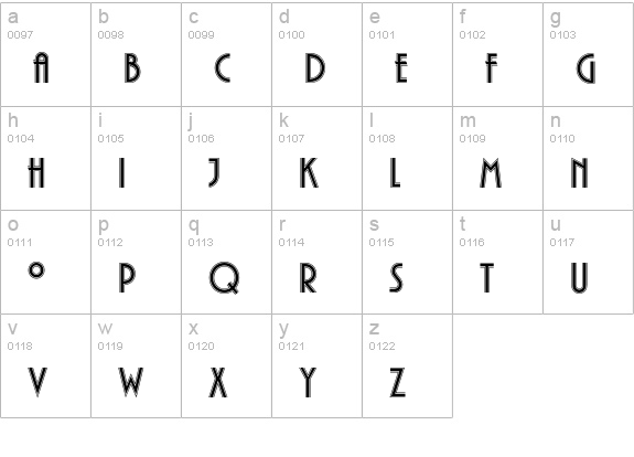 PlazaEF-Inline lowercase a-z preview