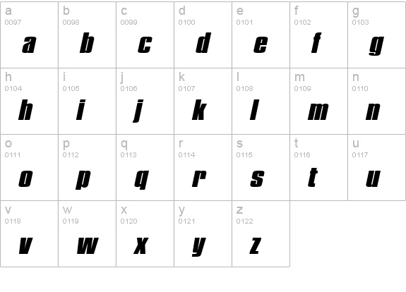 PledgeBlack Italic lowercase a-z preview