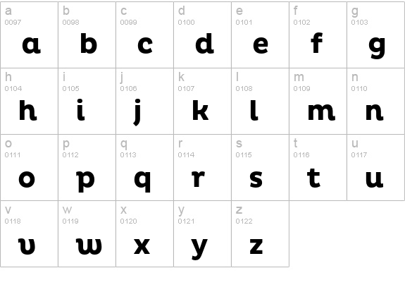 Pluto Bold lowercase a-z preview