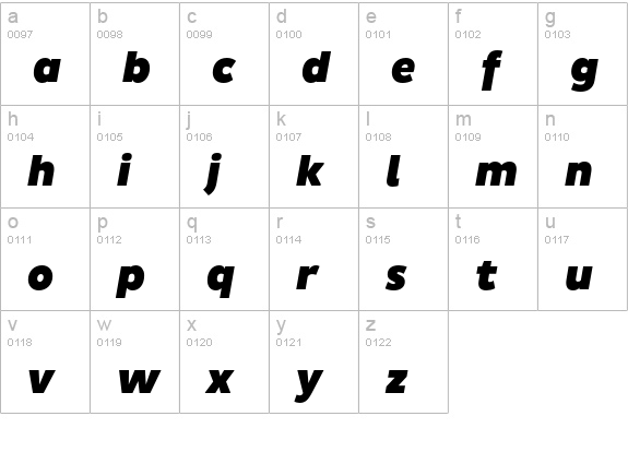Pluto Sans Black Italic lowercase a-z preview