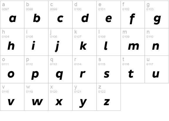 Pluto Sans Bold Italic lowercase a-z preview