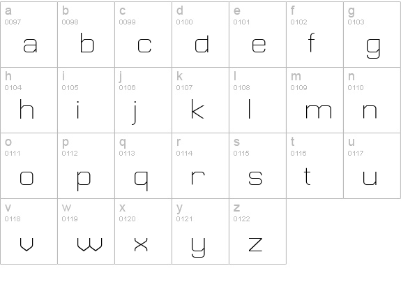 Plutonian lowercase a-z preview