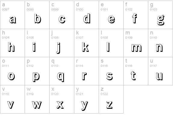 PlymouthShadow-Bold lowercase a-z preview