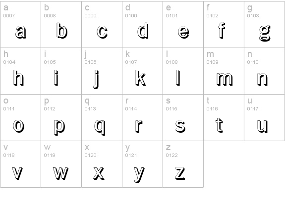 PlymouthShadow-Regular lowercase a-z preview