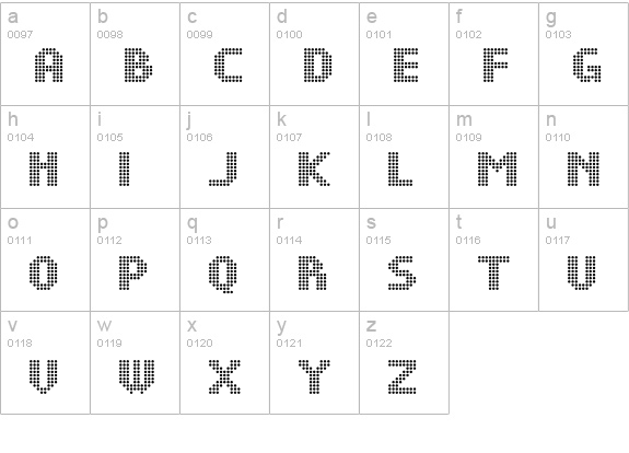 PointilleICG lowercase a-z preview