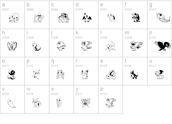 Pokemon Kiddy Ding lowercase a-z preview
