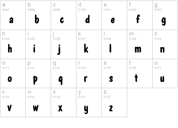 PolCasual-Bold lowercase a-z preview