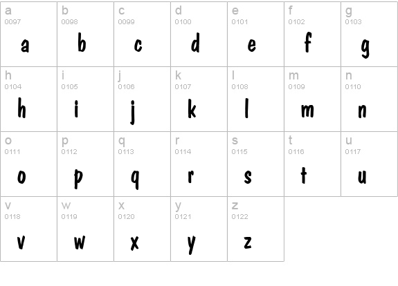 PolCasual-Regular lowercase a-z preview