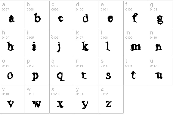 Poltergeist Thick lowercase a-z preview