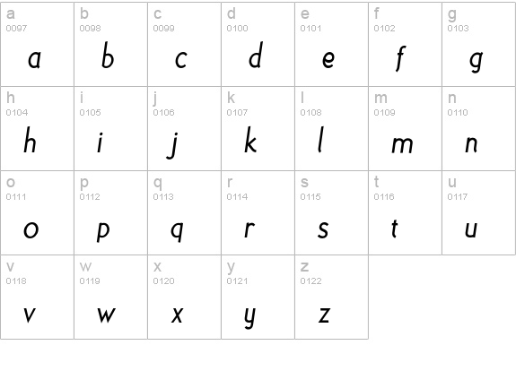 PolymerBookItalic lowercase a-z preview