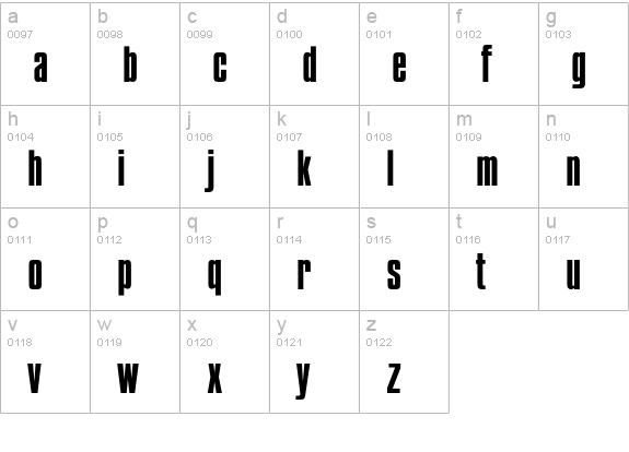 PompejiRegular lowercase a-z preview