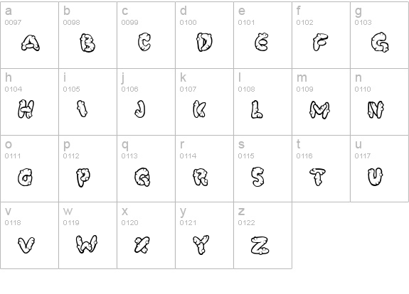 PooCorny lowercase a-z preview