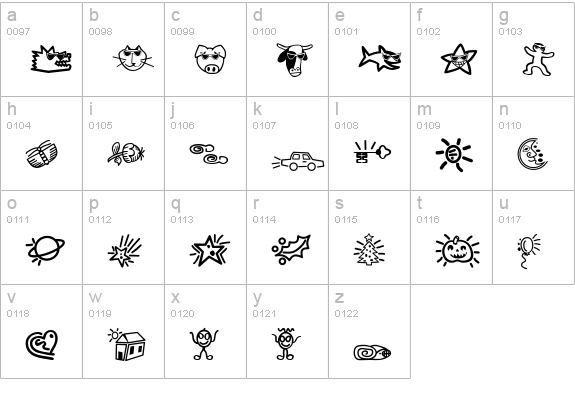 PopticsThreeExtras lowercase a-z preview