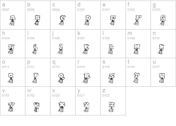 PopUpFontio lowercase a-z preview