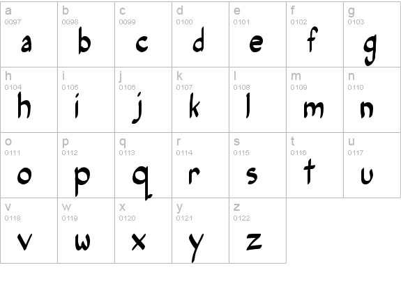 Post Human lowercase a-z preview