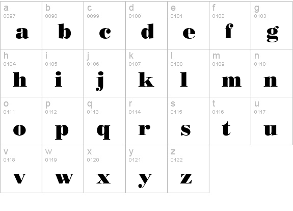 Poster Bodoni ATT Bold lowercase a-z preview