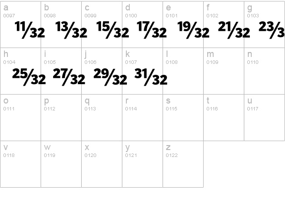 PoynterAgate-BoldFrac lowercase a-z preview