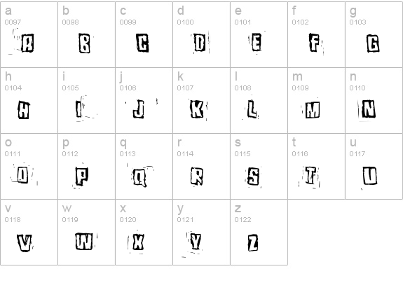 Pozothree lowercase a-z preview