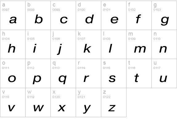Pragmatica Extended Book Oblique lowercase a-z preview