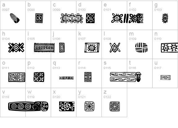 PreColumbian Ornaments One lowercase a-z preview