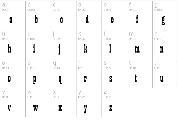 Prescott-Regular lowercase a-z preview