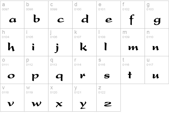 Present Black lowercase a-z preview