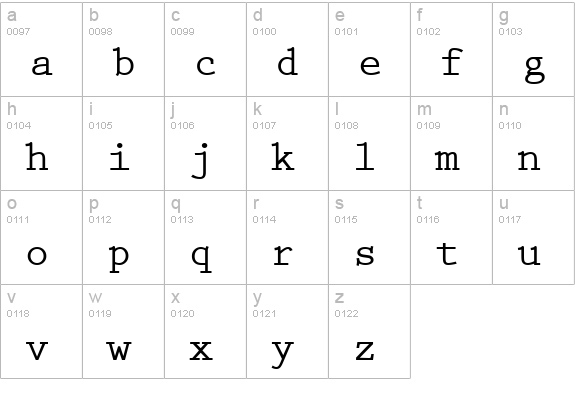 Prestige-Bold lowercase a-z preview