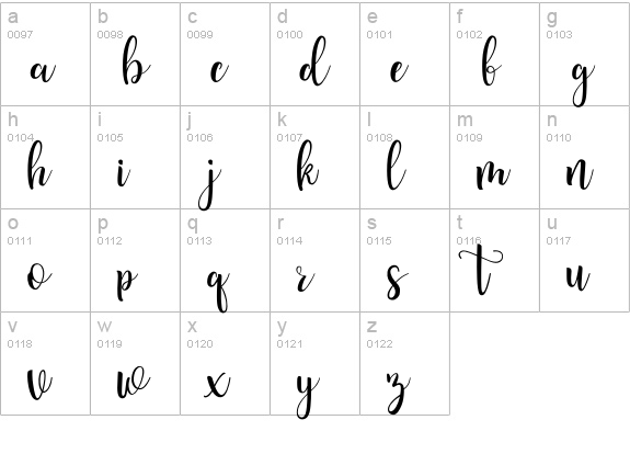 Pretty Queen lowercase a-z preview
