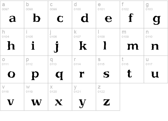 PriamosAntique-Bold lowercase a-z preview