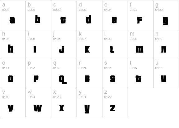 Pricedown Ink lowercase a-z preview