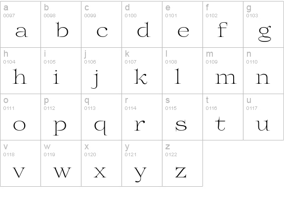 Prida01Light lowercase a-z preview
