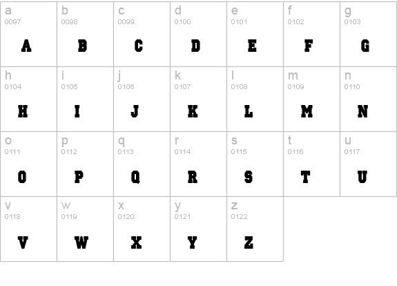 Princeton solid Condensed Normal lowercase a-z preview