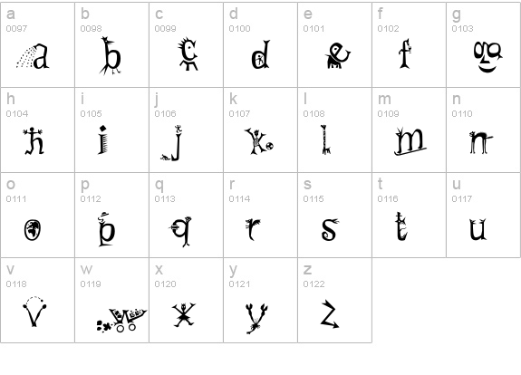 PriskaSerif-LittleCreatures lowercase a-z preview