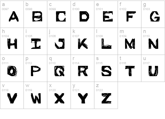 Prison Walls lowercase a-z preview