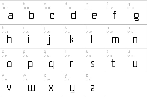 Pro55 Bold lowercase a-z preview