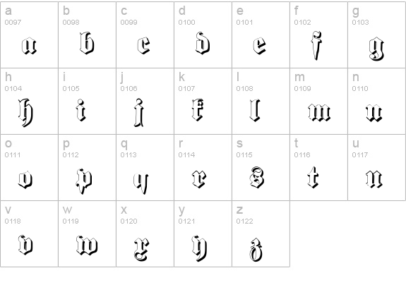 Proclamate Embossed Heavy lowercase a-z preview