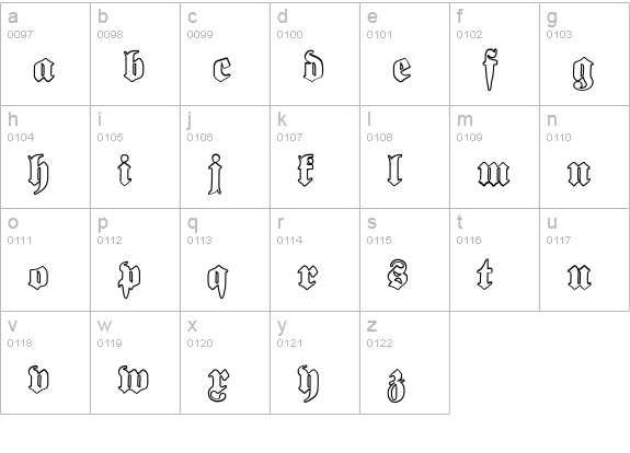 Proclamate Outline Heavy lowercase a-z preview