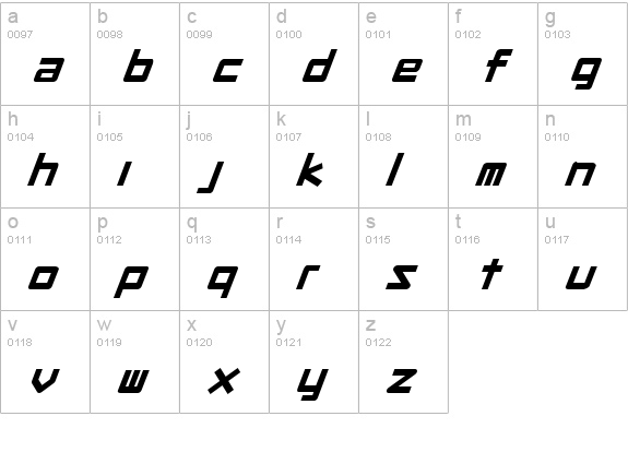 Procyon Italic lowercase a-z preview