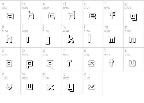Procyon Shadow lowercase a-z preview