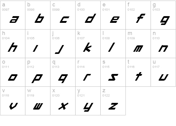 Procyon Super Italic lowercase a-z preview