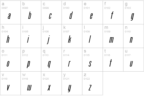 Protege Italic lowercase a-z preview