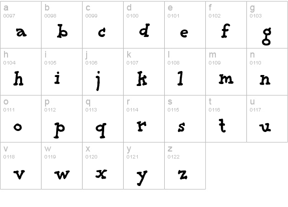 Providence Bold lowercase a-z preview