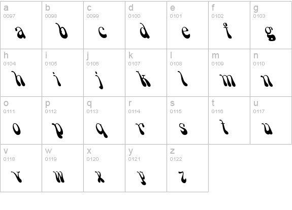Psychadelic Regular lowercase a-z preview