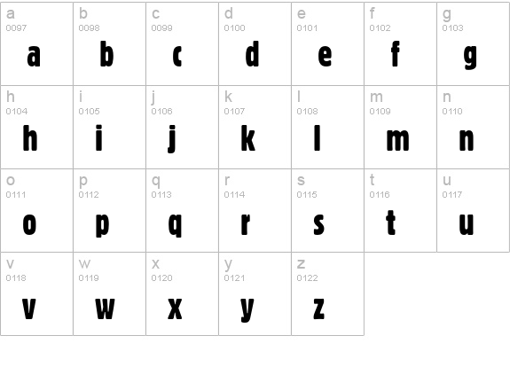PT Bloc Extra Condensed Cyrillic lowercase a-z preview
