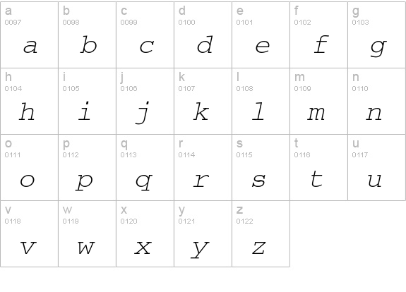 PT Courier Oblique Cyrillic lowercase a-z preview